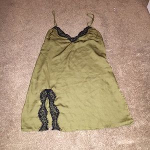 Green slip mini dress